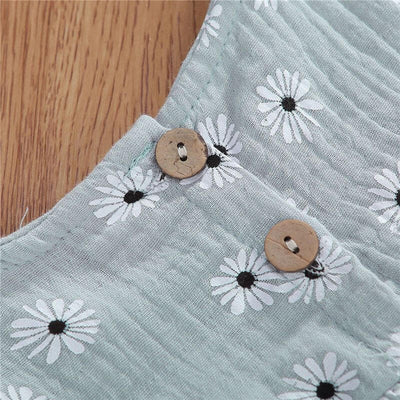 Cotton Linen Romper Baby Girls Sleeveless Floral
