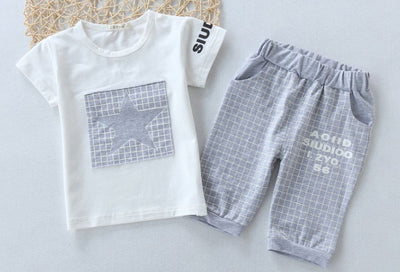 Baby Girls Boys Clothes Brand Summer Kids Clothes Sets Short Sleeved T-Shirt Pants Suit Star Printed Clothes Newborn Sport Suits