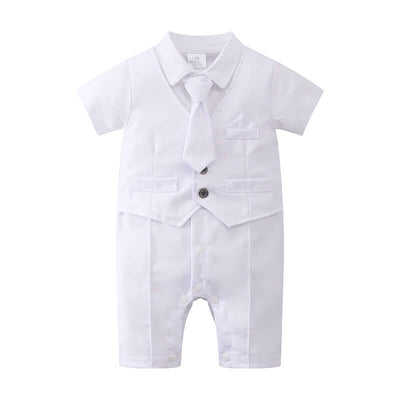 British Romper Baptism Dress Boys Baby Summer Bodysuit Baby Jumpsuit