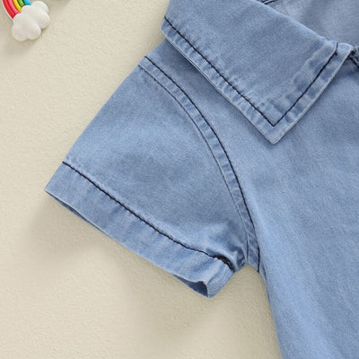 Summer Solid Color Denim Baby Onesie