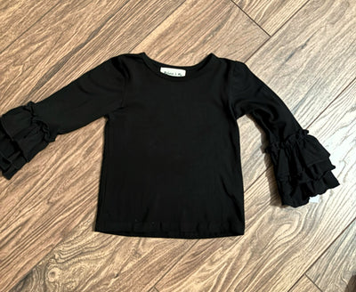 Black Ruffle Long Sleeve Shirt