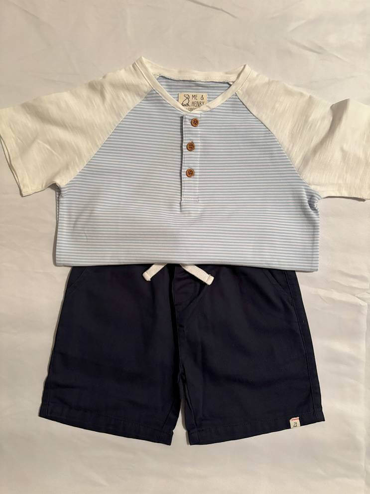 Blue and White Stripe - Navy_Shorts-fullview