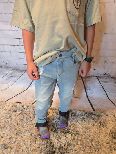 Boys Stretch Denim Jeans - Gray Kayden