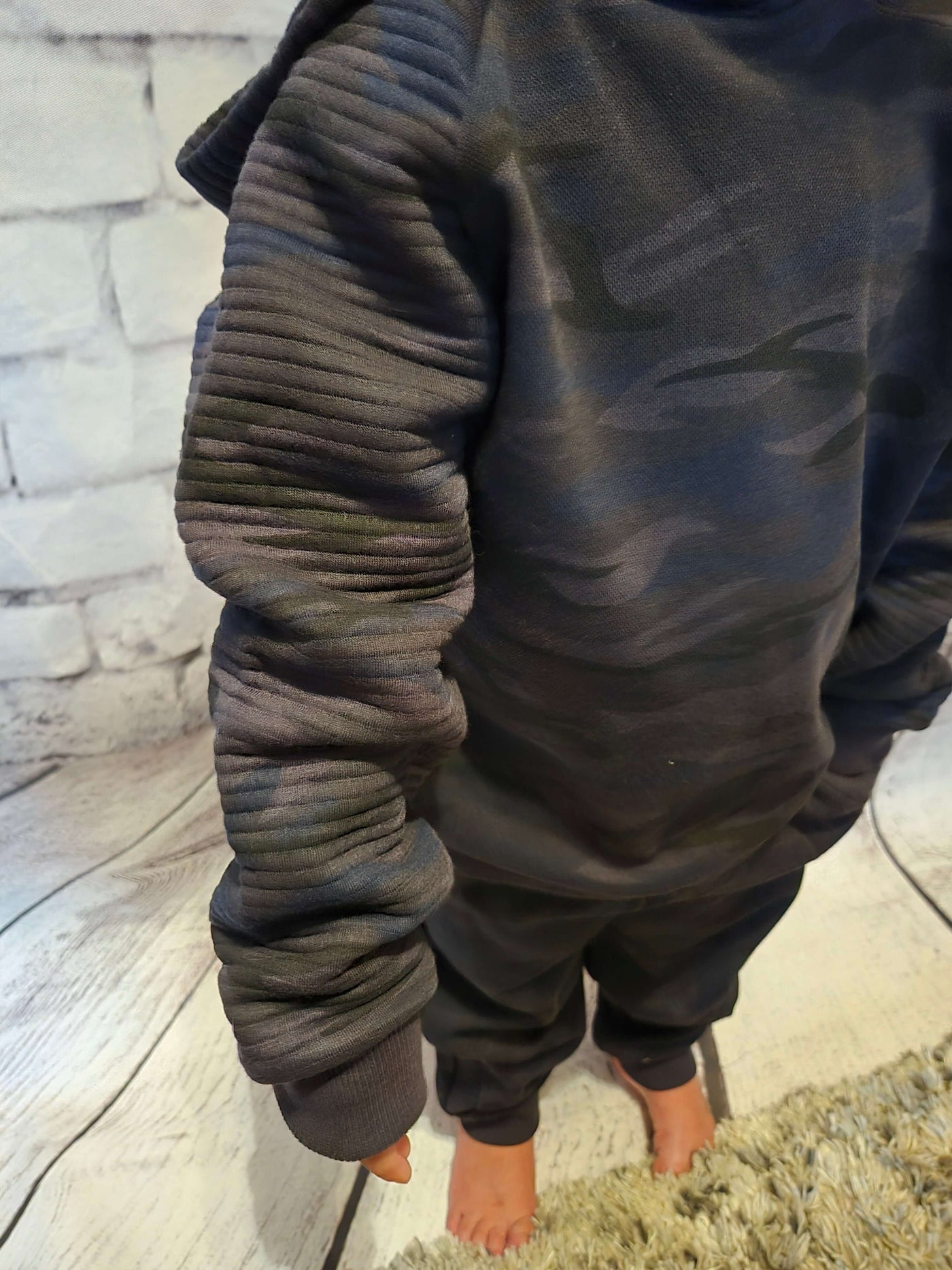 Boys Camouflage Hoodie and Jogger Set - close up view