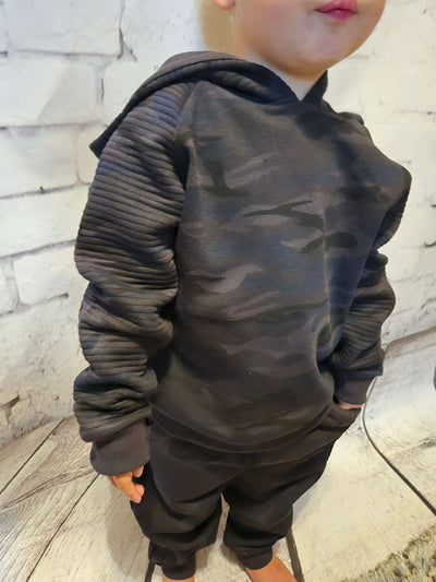 Boys Camouflage Hoodie and Jogger Set - full view Owen