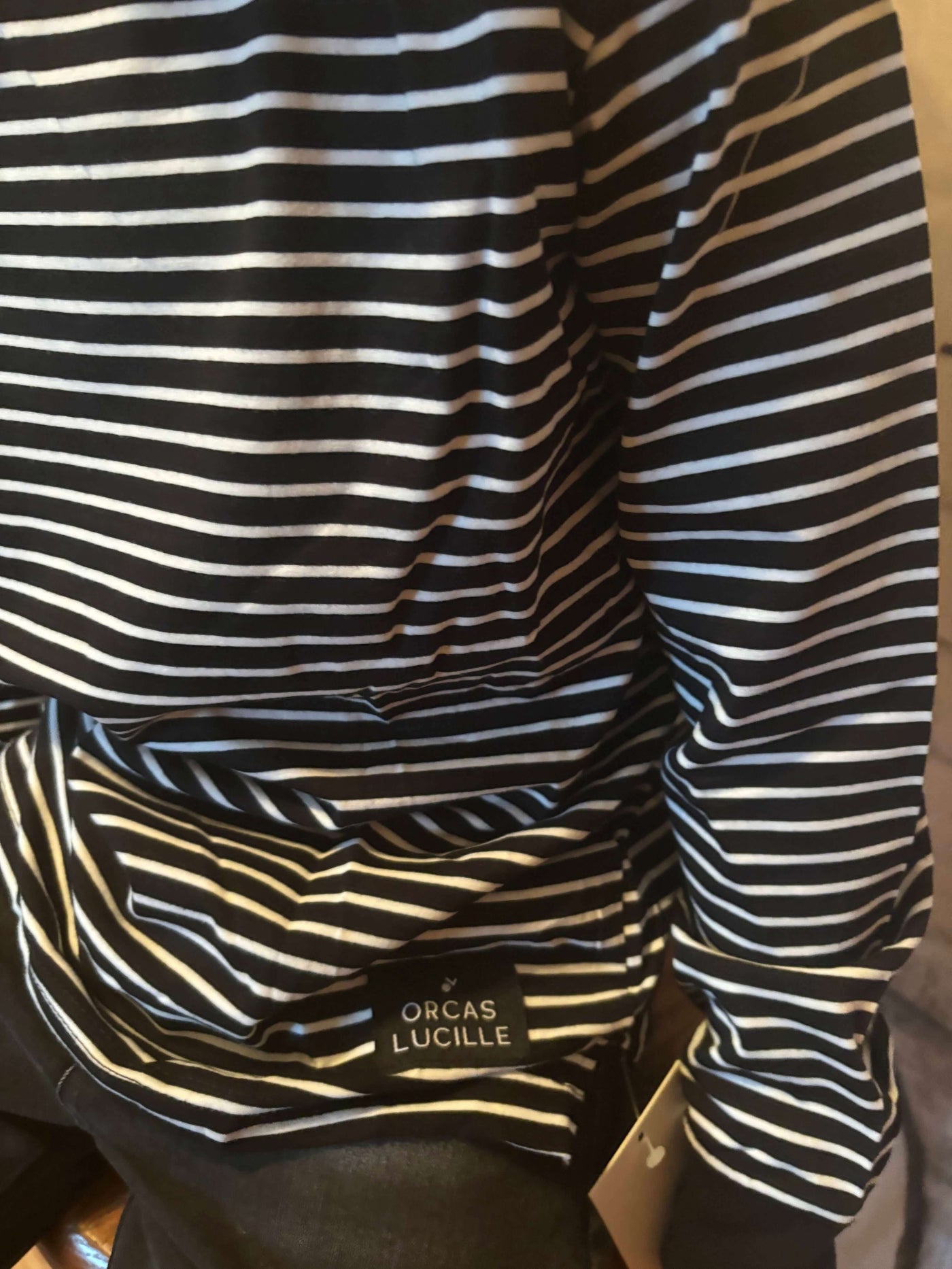 Boys Long Sleeve Black Stripe Tee close up