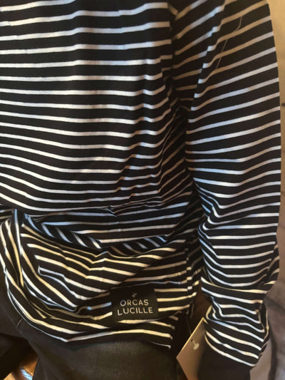 Boys Long Sleeve Black Stripe Tee close up