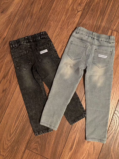 Boys Black Stretch Denim Jeans - black and Gray back side