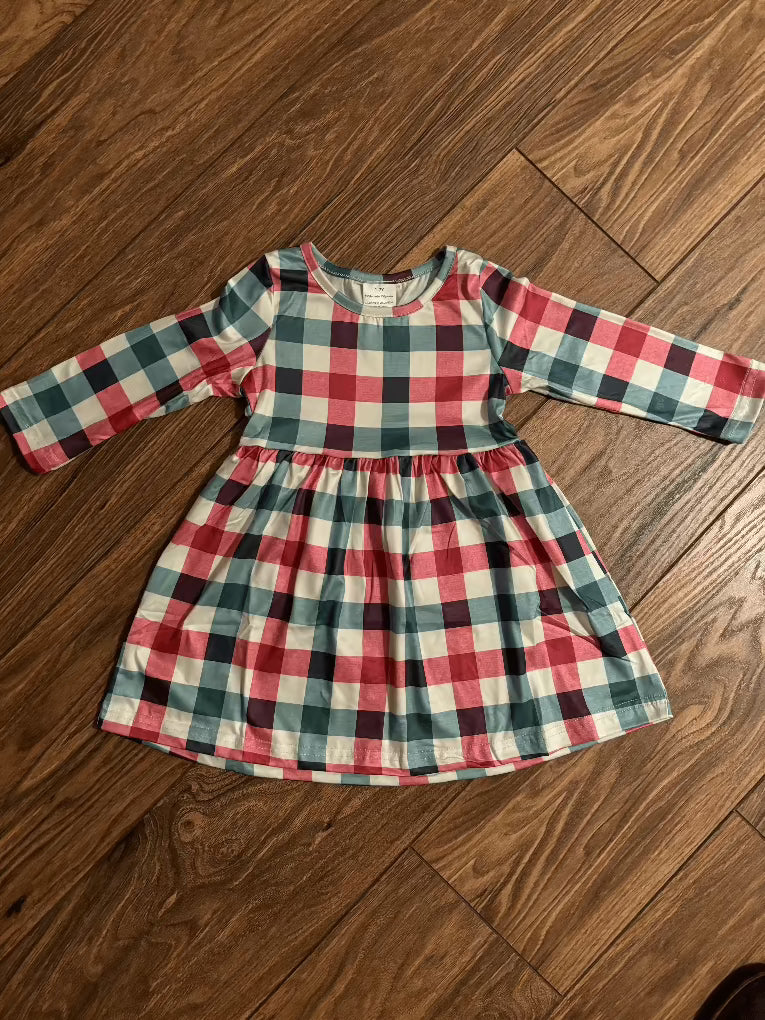 Rylee Faith Pink & Green Christmas Plaid Girls Dress | Holiday Outfit 4/5 Yr Rylee Faith Pink & Green Christmas Plaid Girls Dress | Holiday Outfit 4/5 Yr