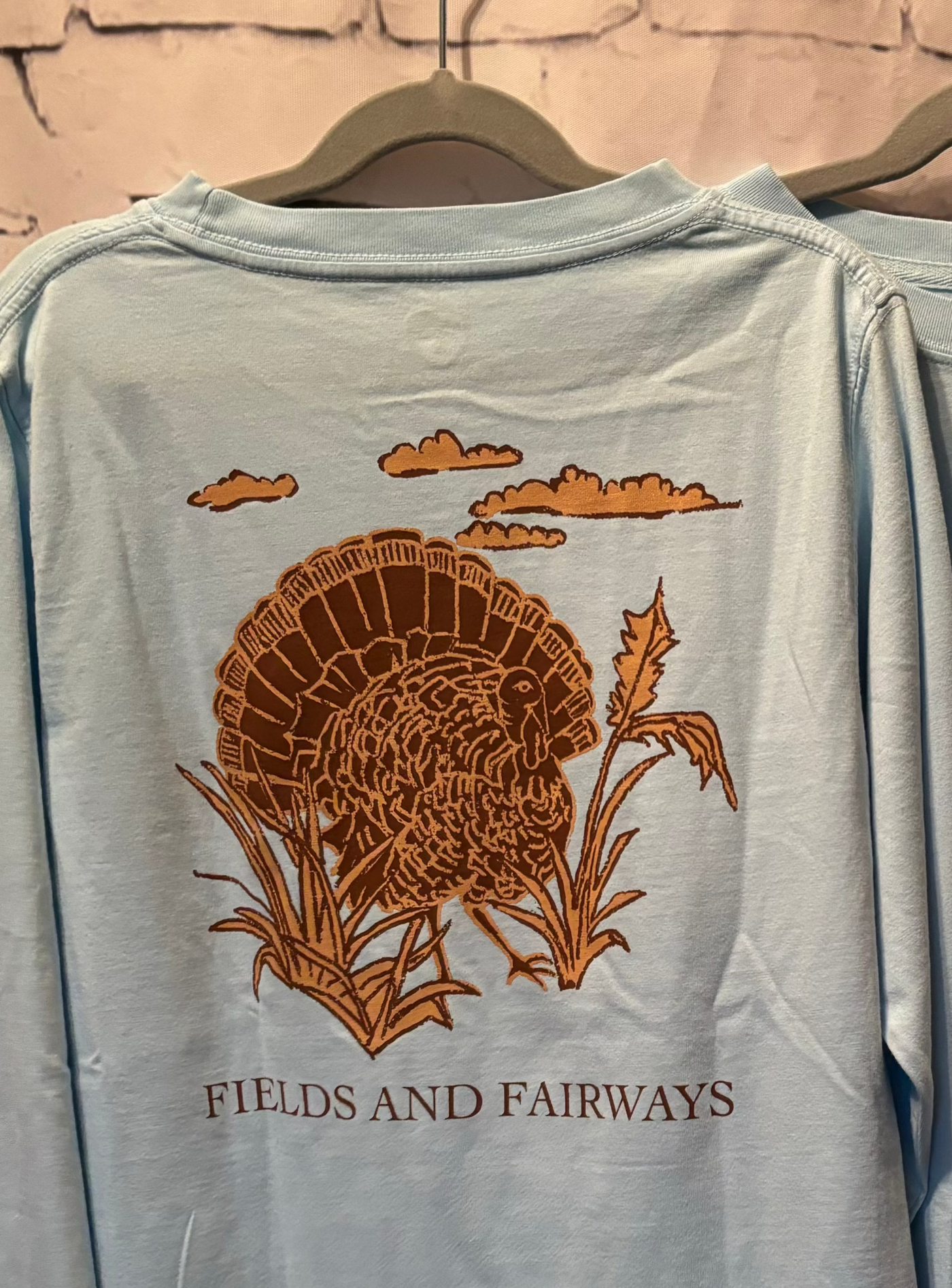 Fields Fairway Long Sleeve Light Blue Turkey Pocket T-shirt - back