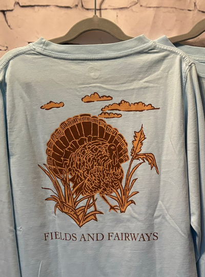 Fields Fairway Long Sleeve Light Blue Turkey Pocket T-shirt - back