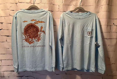 Fields Fairway Long Sleeve Light Blue Turkey Pocket T-shirt - front back