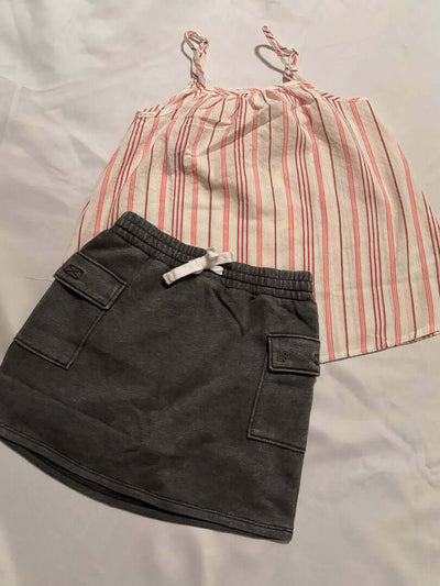 Girls Cargo Skort - Charcoal Wash with Mallory Tank