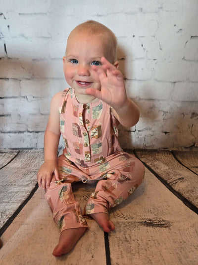 Girls Henley Tank Romper for Infant with Juice in the Box pattern - Lydia