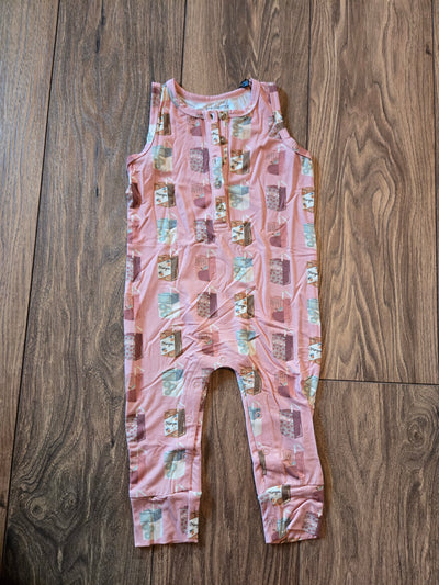 Girls Henley Tank Romper for Infants Juice in the Box pattern