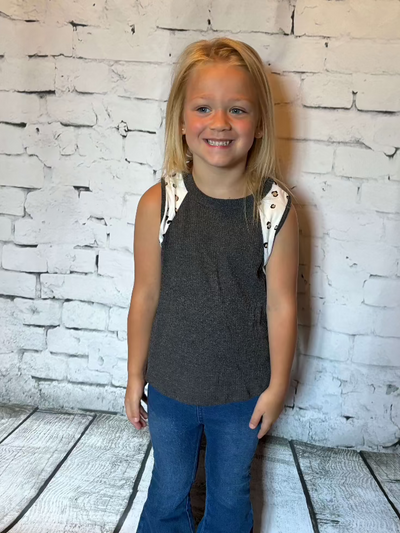 Girls Leopard Contrast Hacci Tank Top - Emma