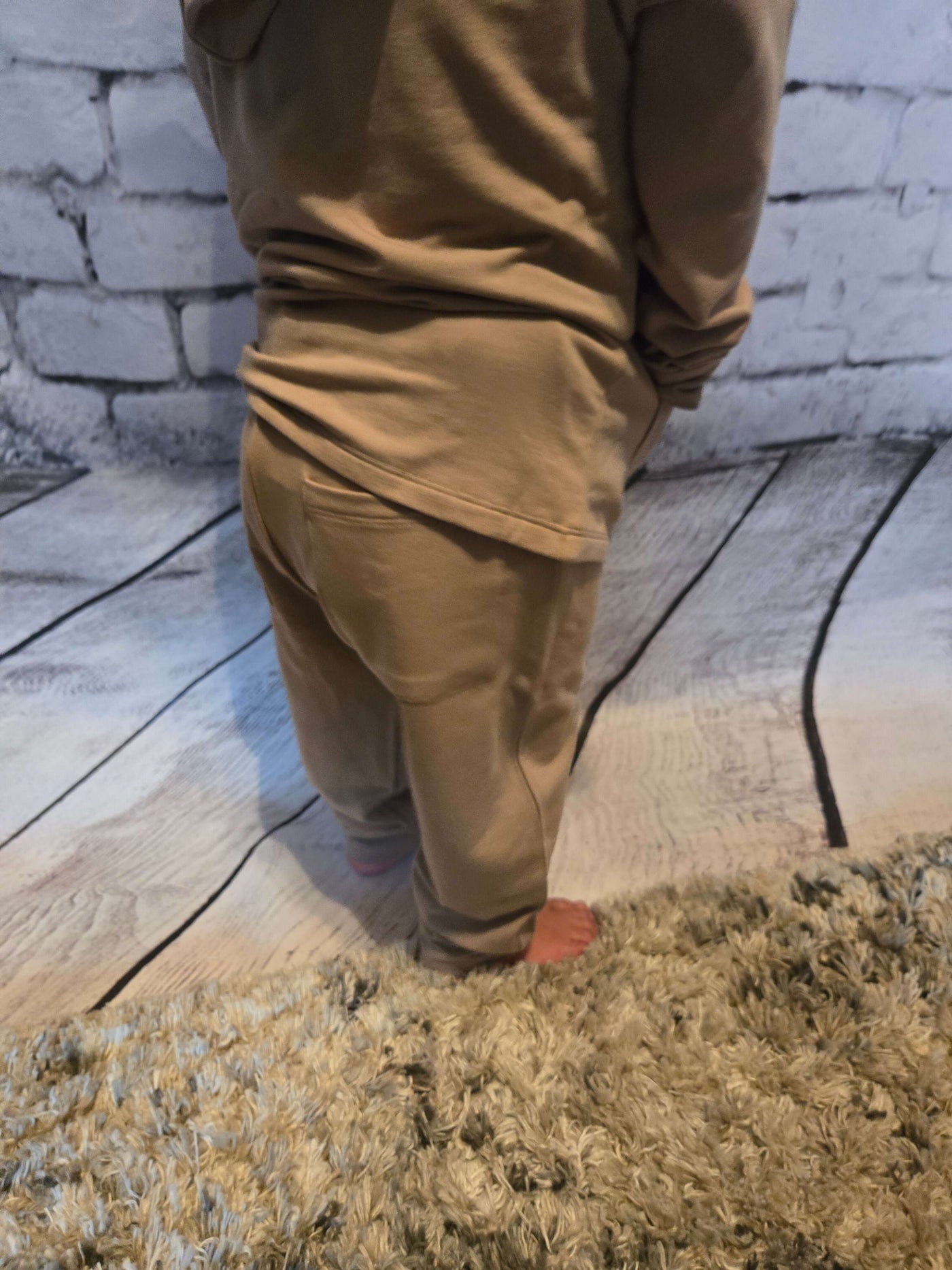 Hooded Bamboo Jogger Set-Taupe back view