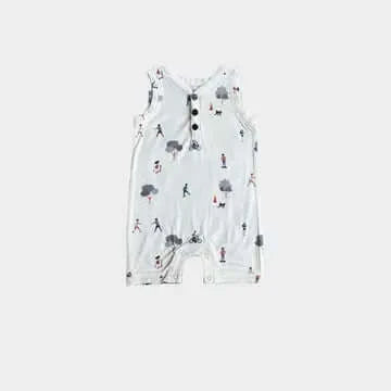 Infant Boys Sleeveless Romper - Kids in the park pattern
