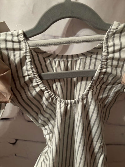 Infant Long Flutter Sleeve with Gray Stripe - back view