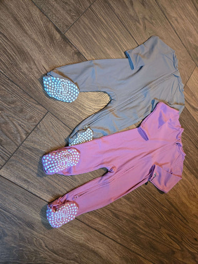 Infant Bamboo Zipper Footie - pink taupe