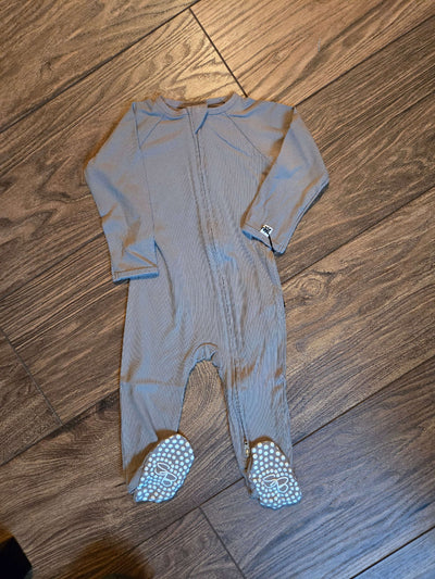 Infant Bamboo Zipper Footie  -taupe