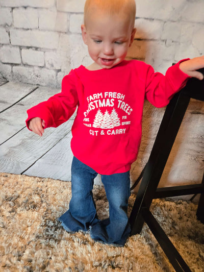 Organic Toddler Farm Fresh Tree Holiday Pullover Sweatshirt - full Lydia