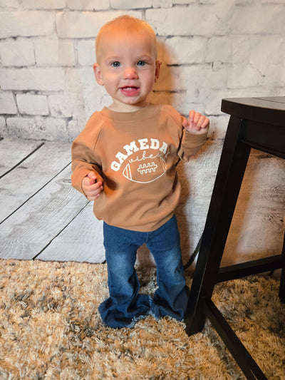 Organic Toddler Football Game Day Pullover - Lydia full