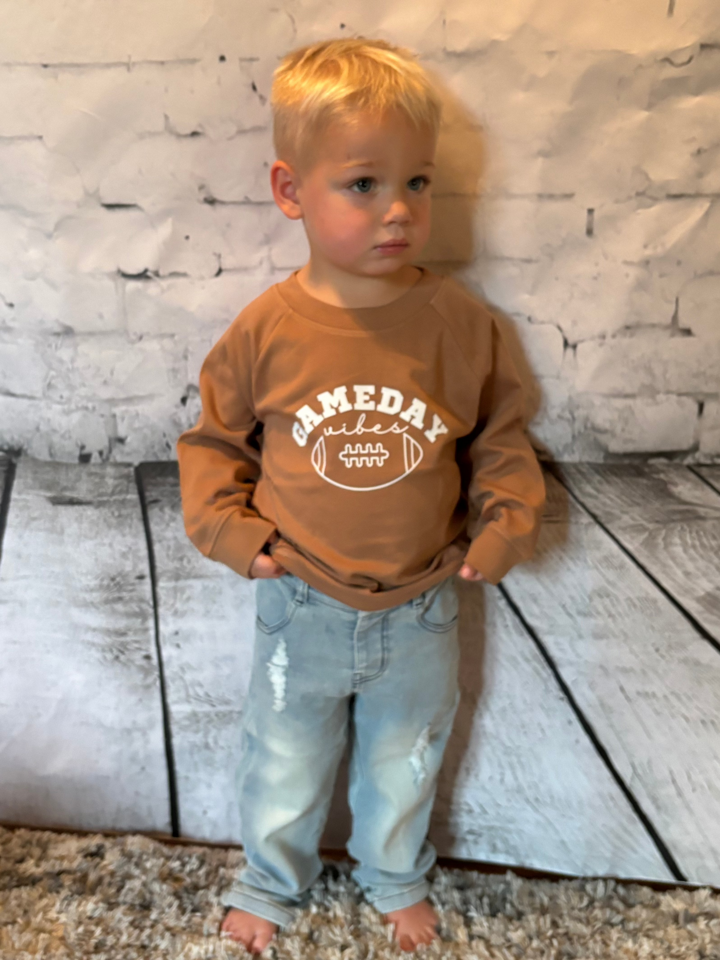 Organic Toddler Football Game Day Pullover - Owen full