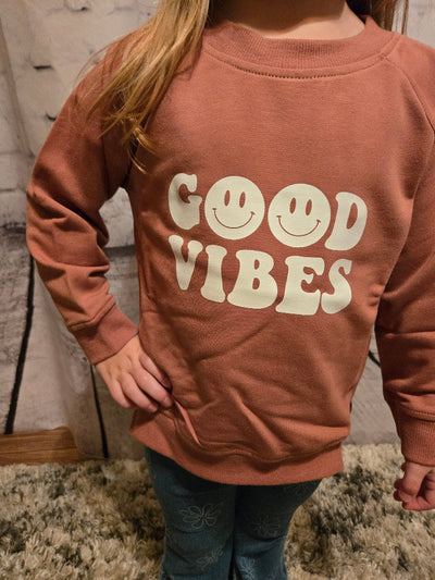 Organic Toddler Good Vibes Pullover Sweatshirt - close up