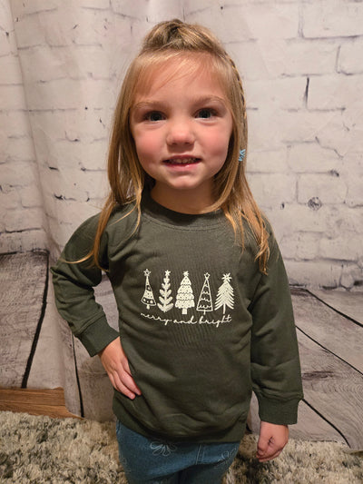 Organic Toddler Merry and Bright Pullover Sweatshirt - close up Leah