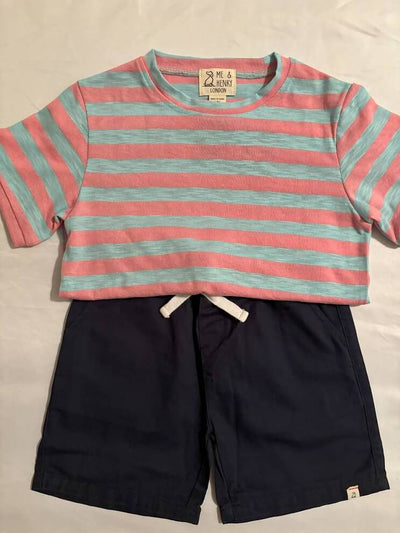 Pink and Blue Striped -  Navy Shorts-fullview