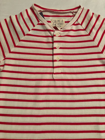 Red and White Stripes - Henley -closeup