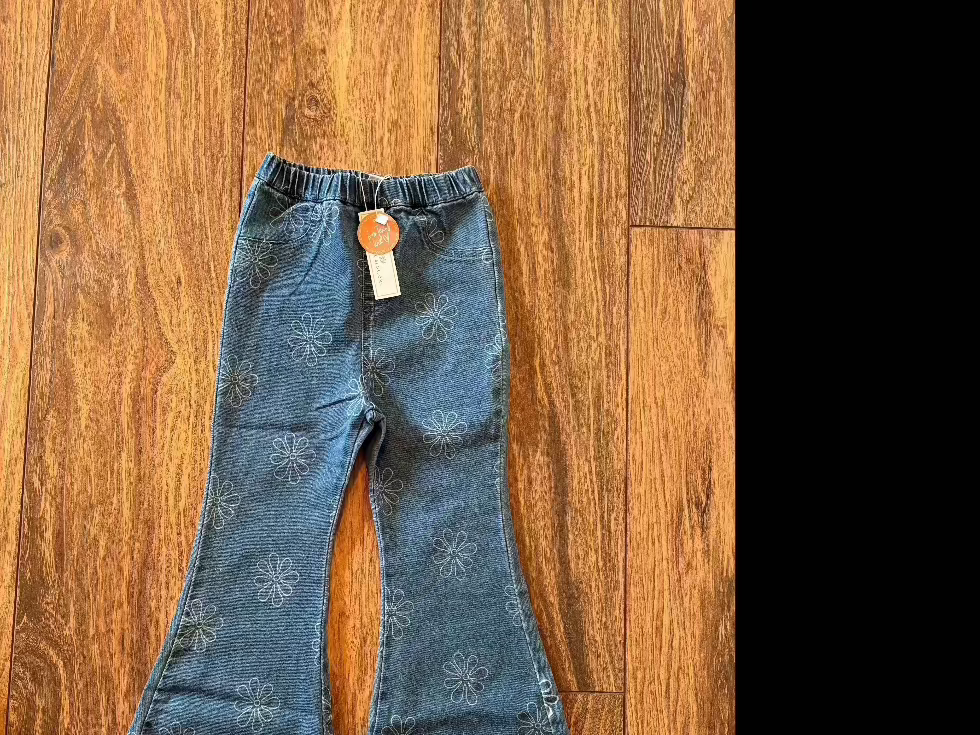 Sutton Bell Bottoms Floral Jeans 