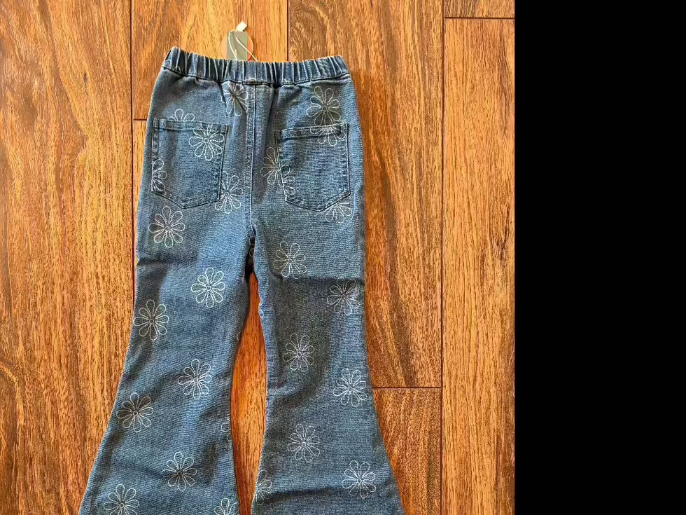 Sutton Bell Bottoms Floral Jeans - back_view