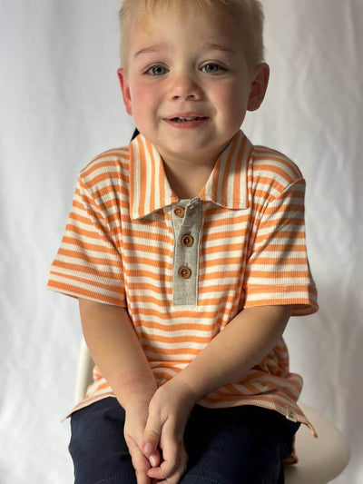 Tangerine Stripe Polo Shirt - Owen_Tangerine
