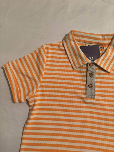 Tangerine_Stripe Polo Shirt - collar