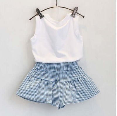 AiLe Rabbit Girls Fashion Clothes Set Short Sleeve Shirt Short Skirt 2 Piece Suits Cartoon Girl Bow Cotton Kids Clothes Set k1 - Kello Kids