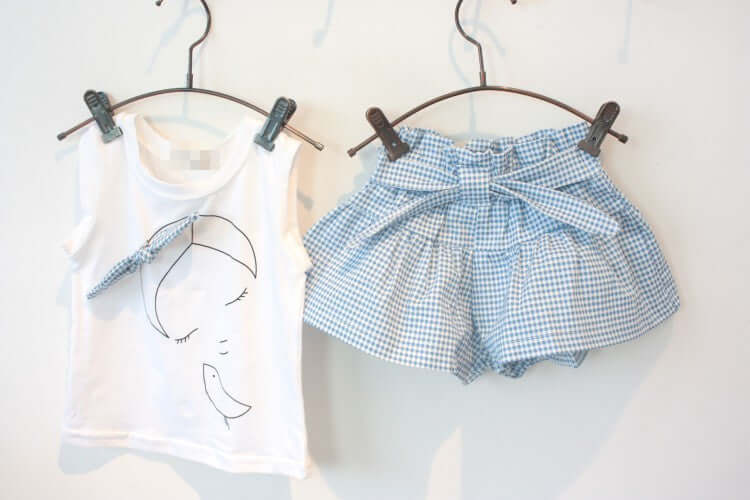 AiLe Rabbit Girls Fashion Clothes Set Short Sleeve Shirt Short Skirt 2 Piece Suits Cartoon Girl Bow Cotton Kids Clothes Set k1 - Kello Kids