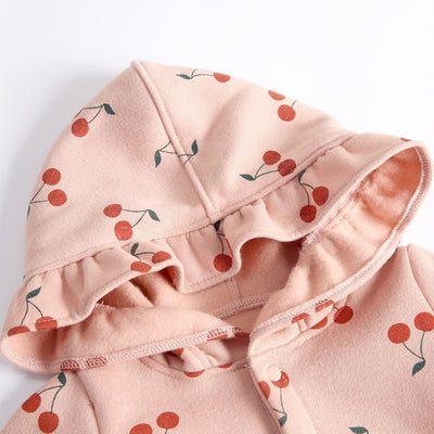 Baby Autumn And Winter Cherry Print Jumpsuit