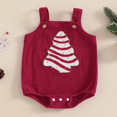 Baby Corduroy Christmas Embroidered Jumpsuit