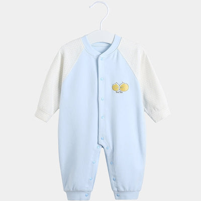 Baby Cottom Romper-Baby onesie with lemon design on a white background