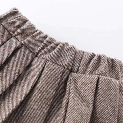 Girls' Pleated Short Skirt Two-piece Set