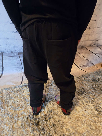 Black Hooded Bamboo Jogger Set - back view