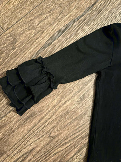 Black Ruffle Long Sleeve Shirt