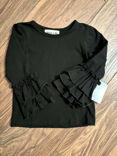 Black Ruffle Long Sleeve Shirt