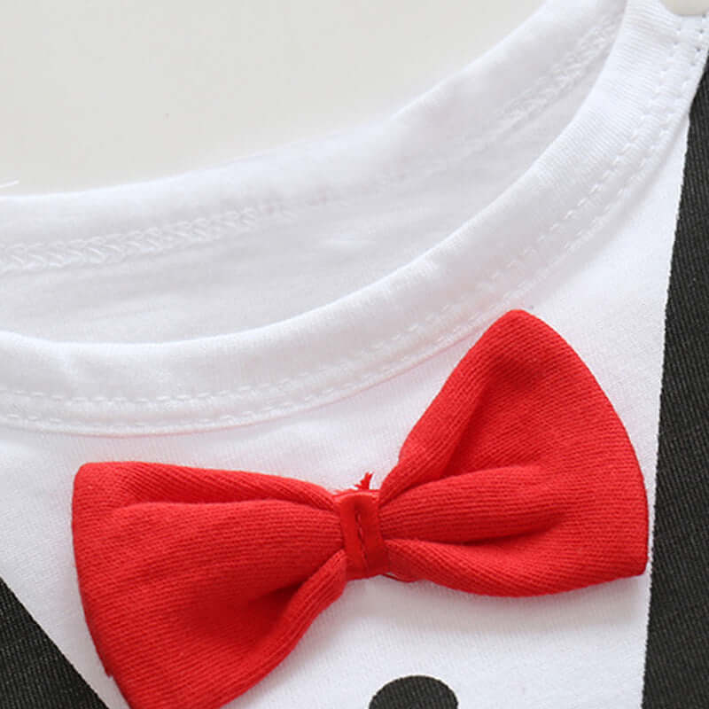 Boys Gentleman Bow Long Sleeve Romper Bodysuit