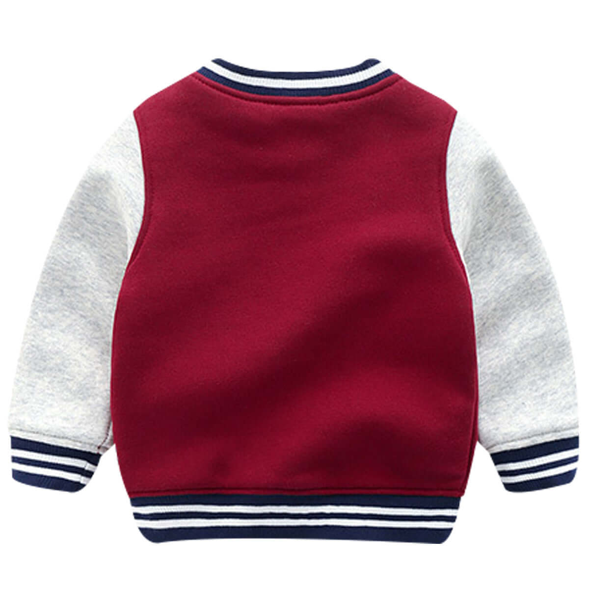 Boys Knit Cardigan Jacket-Red and gray children's jacket with navy accents on a white background