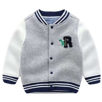Boys Knit Cardigan Jacket-Children's jacket with a dinosaur design on a white background