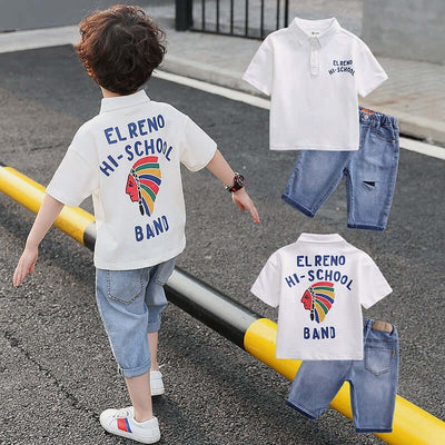 Boys Polo Shirt Jeans Suit Western Style - Kello Kids