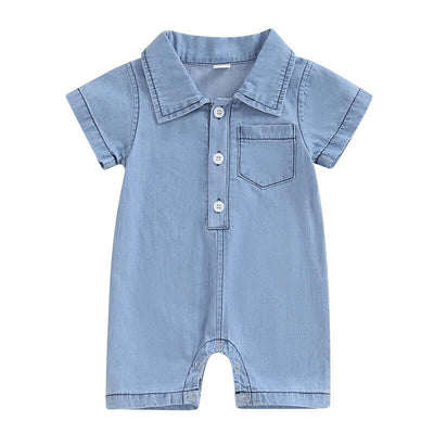 Summer Solid Color Denim Baby Onesie